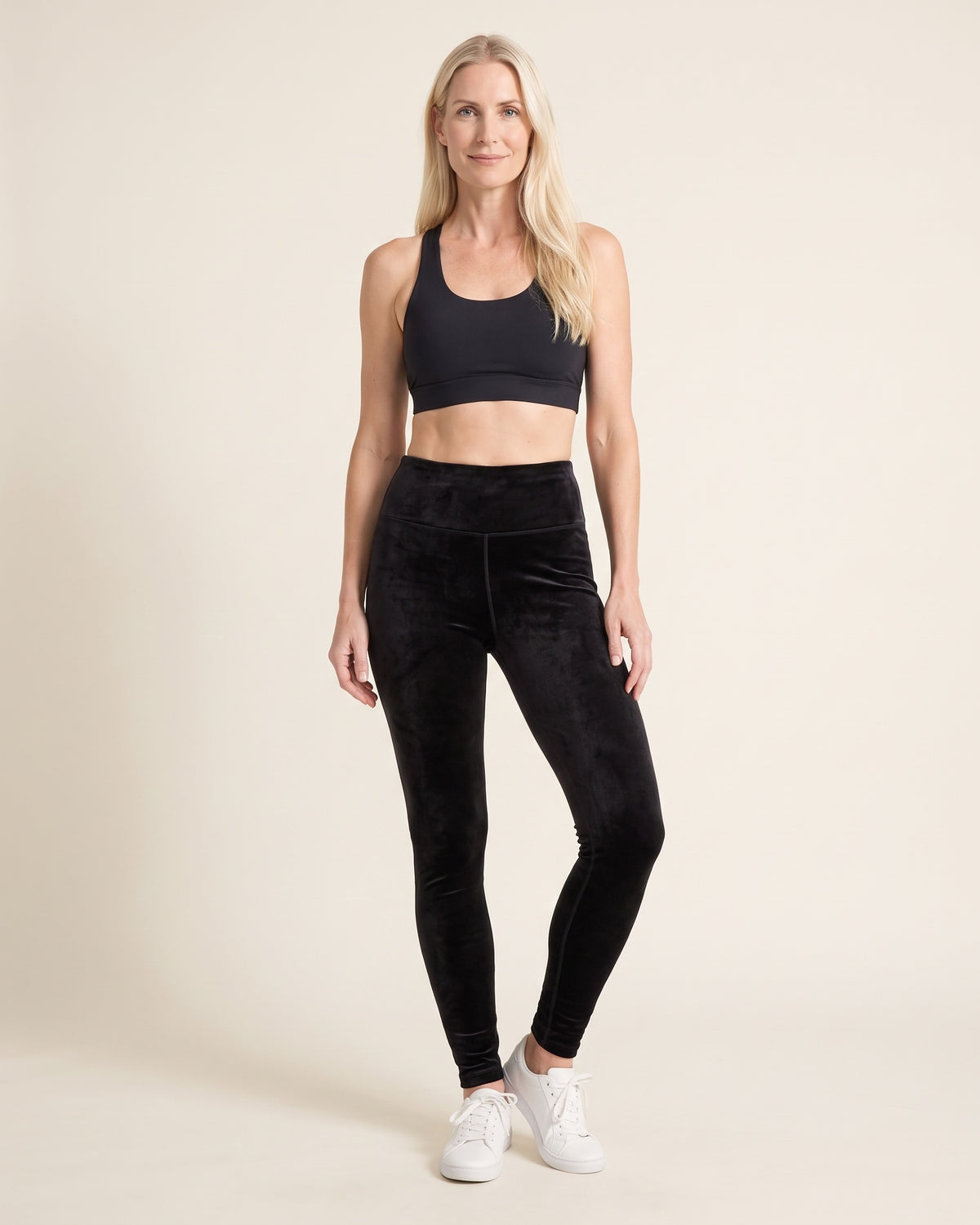 Velvet Winter Leggings - Black - Front