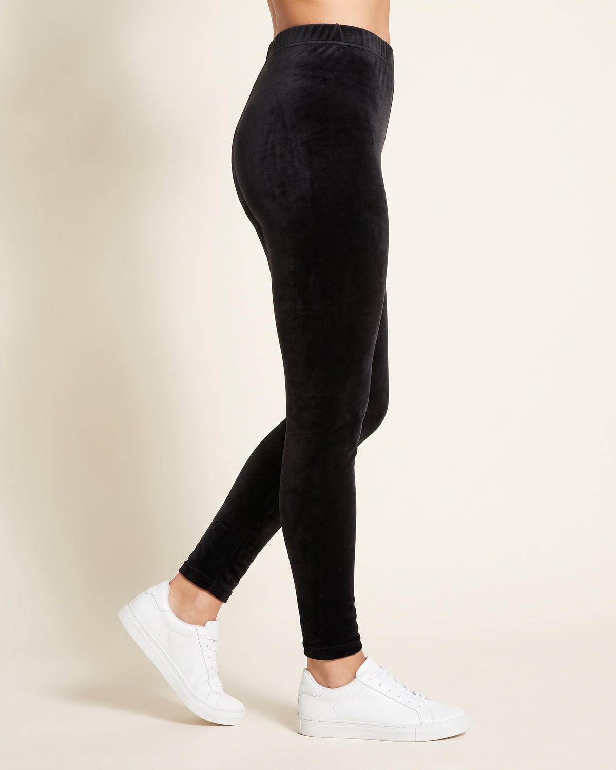 Velvet Winter Leggings - Black - Side Profile