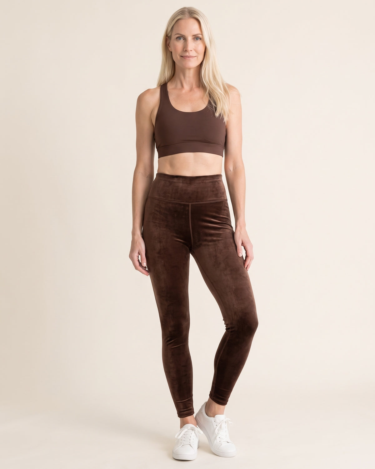 Velvet Winter Leggings - Brown - Front
