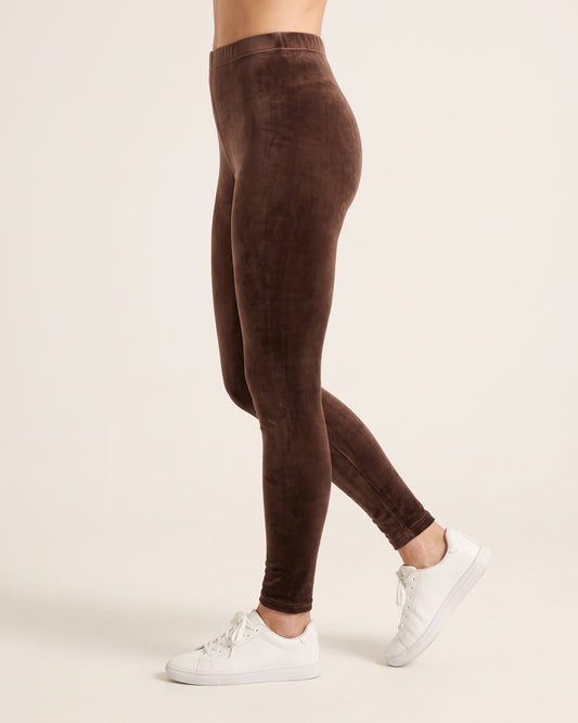 Velvet Winter Leggings - Brown - Side Profile