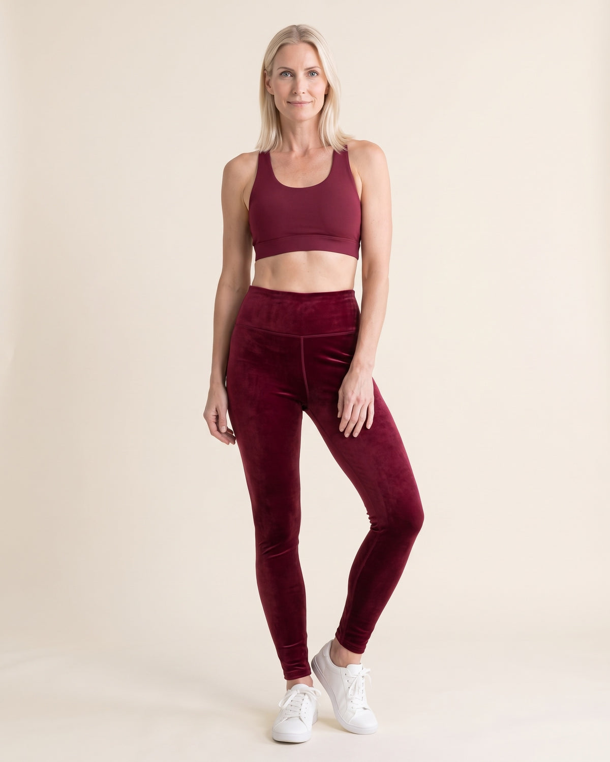 Velvet Winter Leggings - Claret - Front