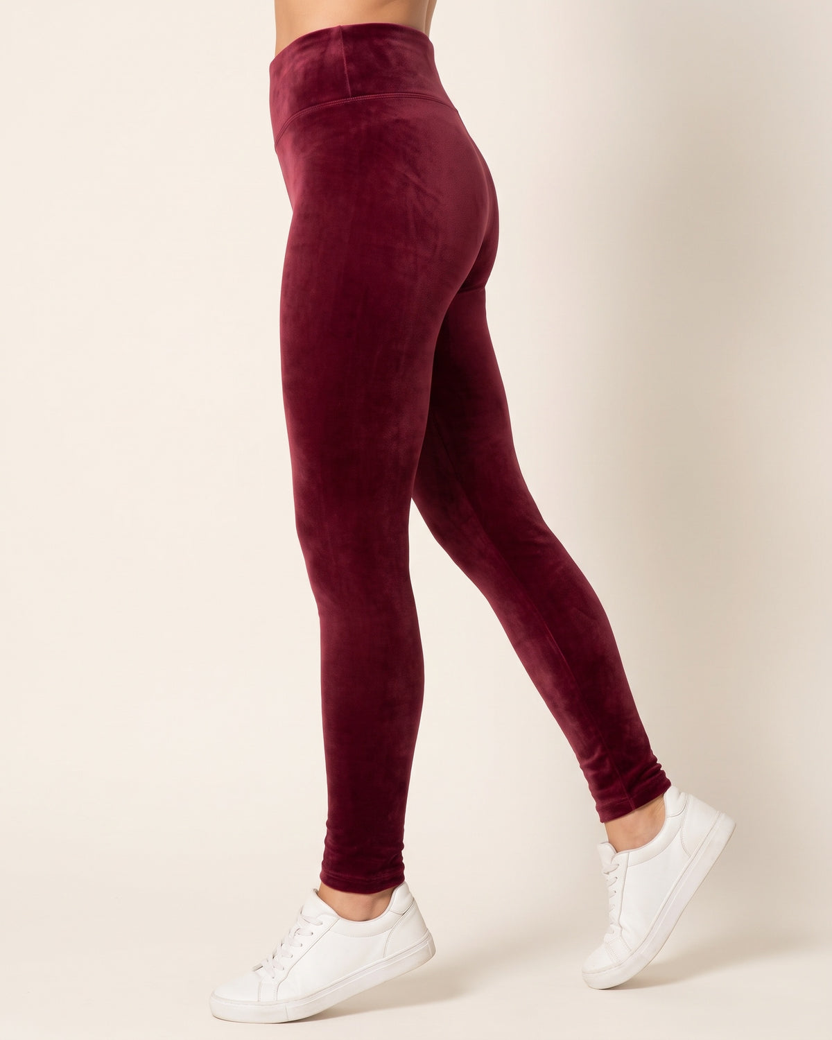 Velvet Winter Leggings - Claret - Side Profile