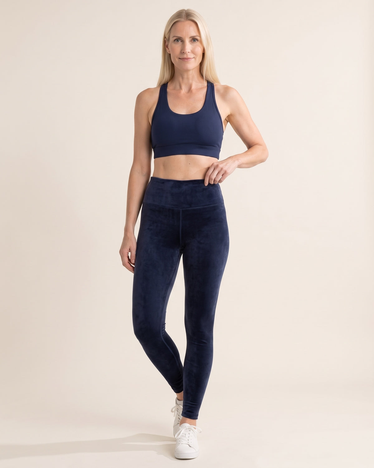 Velvet Winter Leggings - Dark Blue - Front