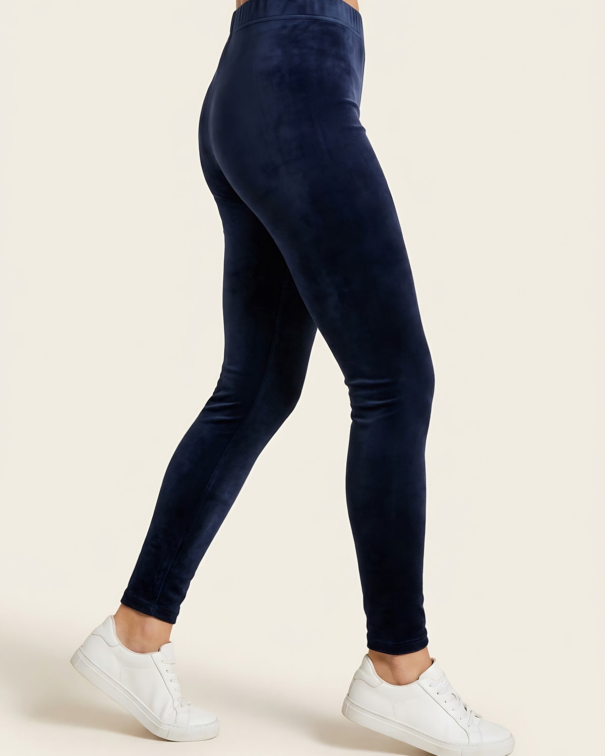 Velvet Winter Leggings - Dark Blue - Side Profile