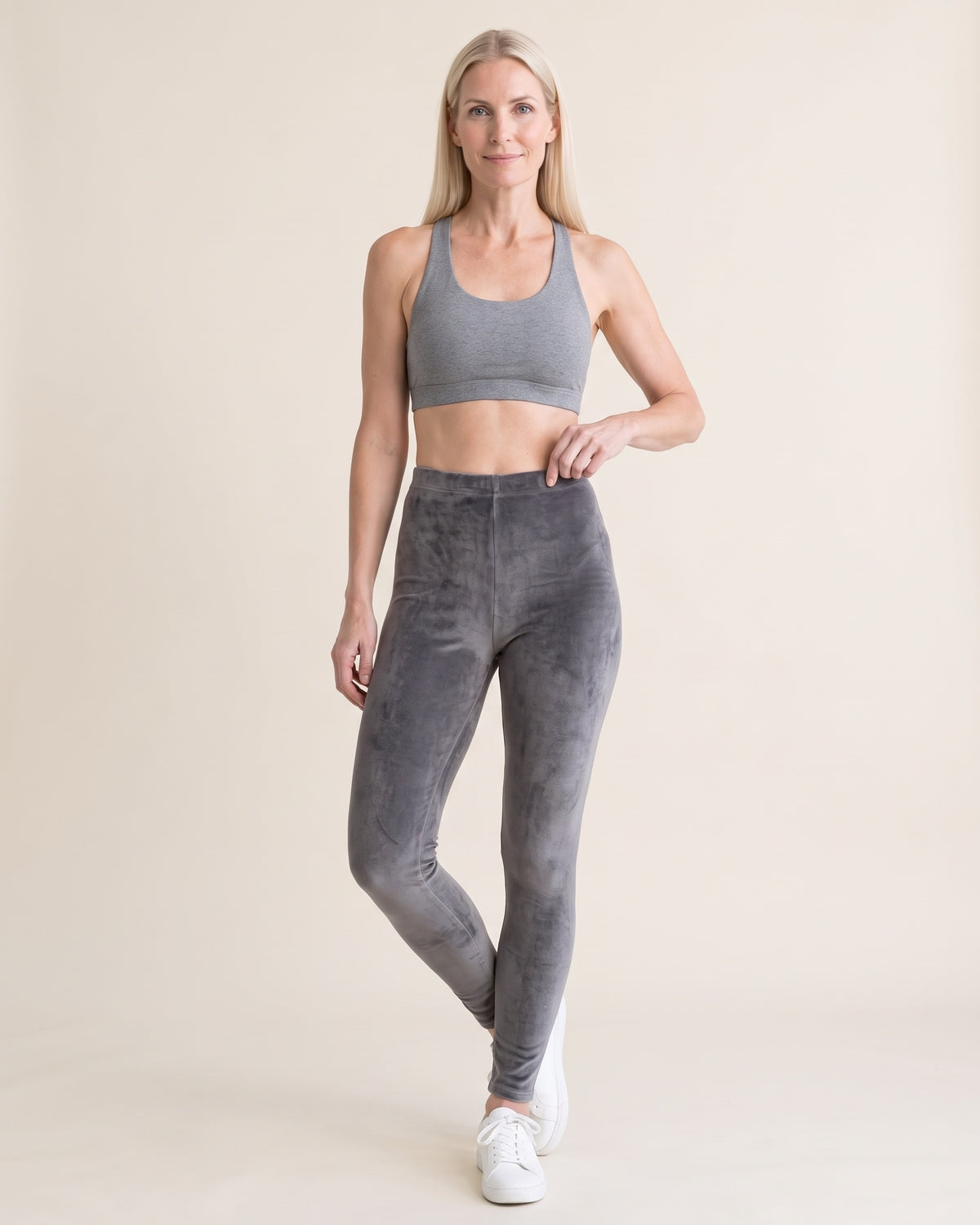 Velvet Winter Leggings - Grey - Front