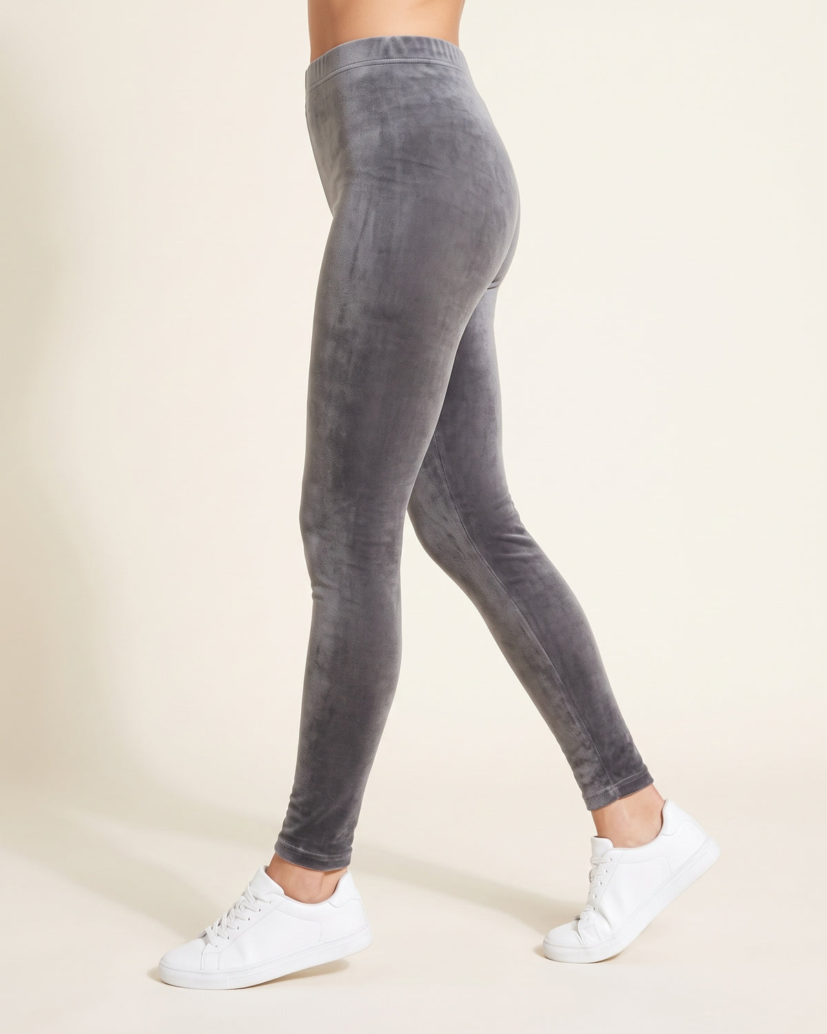 Velvet Winter Leggings - Grey - Side Profile