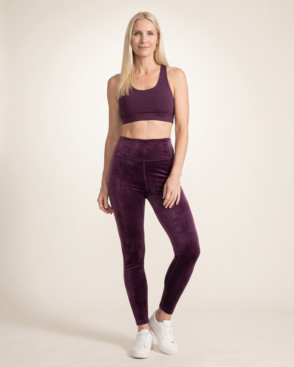 Velvet Winter Leggings - Purple - Front